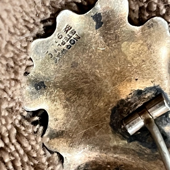 Aksel Holmsen Norway Blue-Green Enamel on Sterling Calla Lily Brooch Vintage - Picture 6 of 7